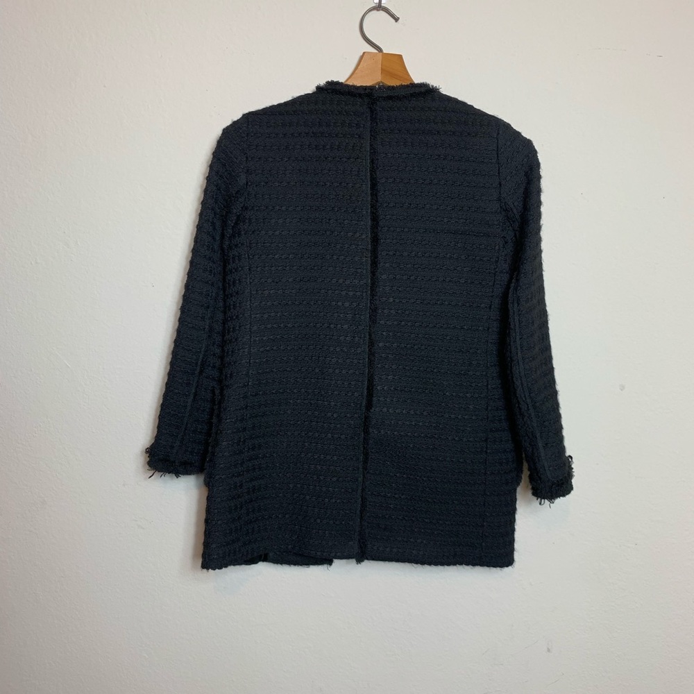 Zara Basic Black Button Down Coat Size Medium - image 6